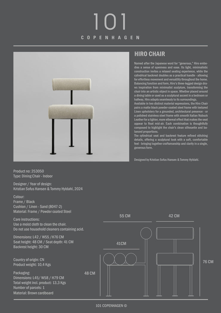 101 Copenhagen - Hiro Dining Chair, Black Frame - Sand (8047-2) - Dining Chair