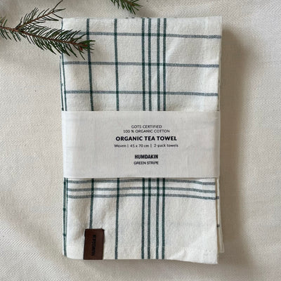 Humdakin Christmas Tea Towels 2 Pack - Green Stripe
