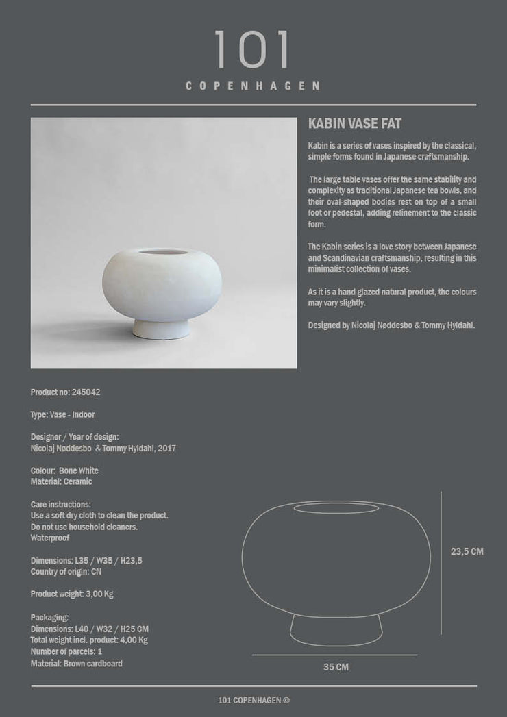 101 Copenhagen Kabin Vase, Fat - Bone White