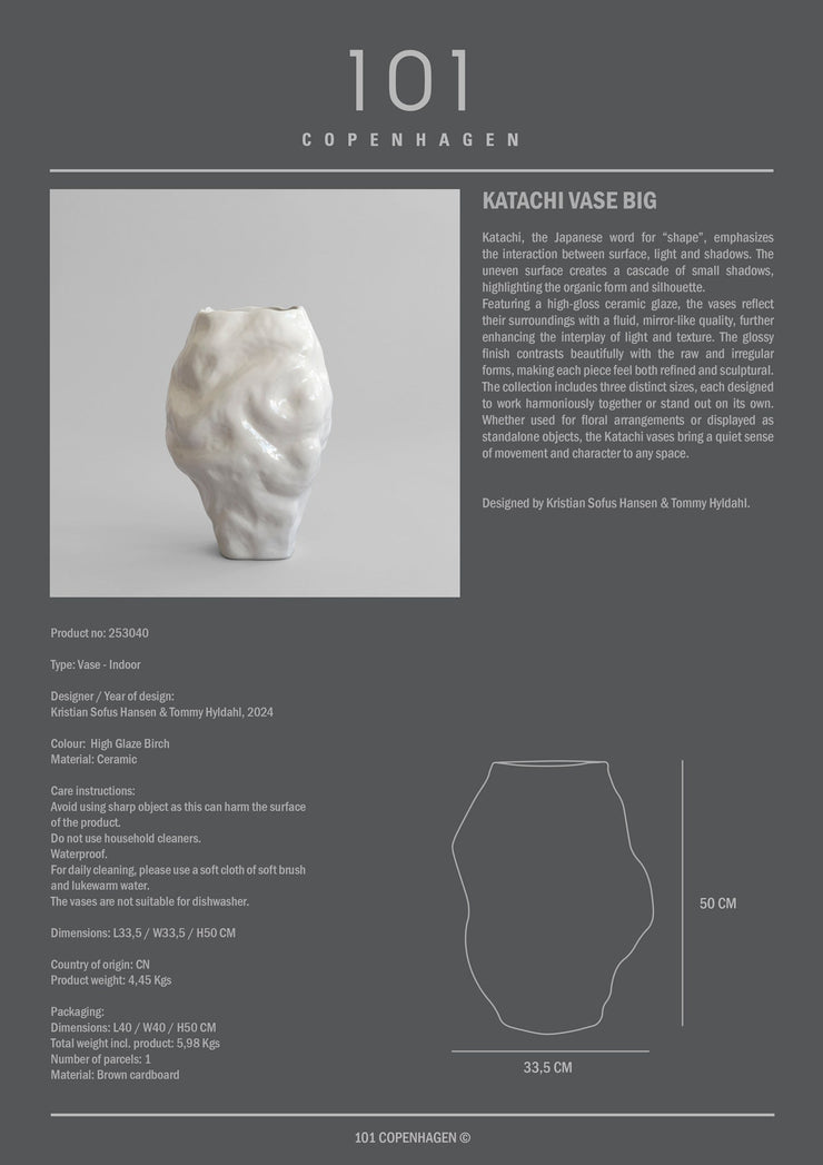 101 Copenhagen - Katachi Vase, Big - High Glaze Birch - Vase