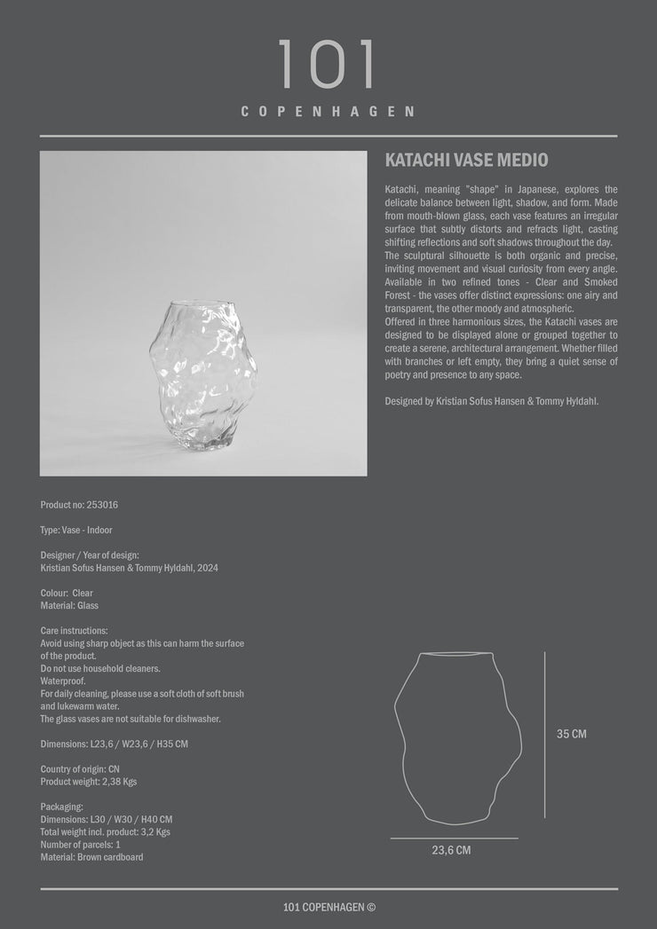 101 Copenhagen - Katachi Vase, Medio - Clear - Vase
