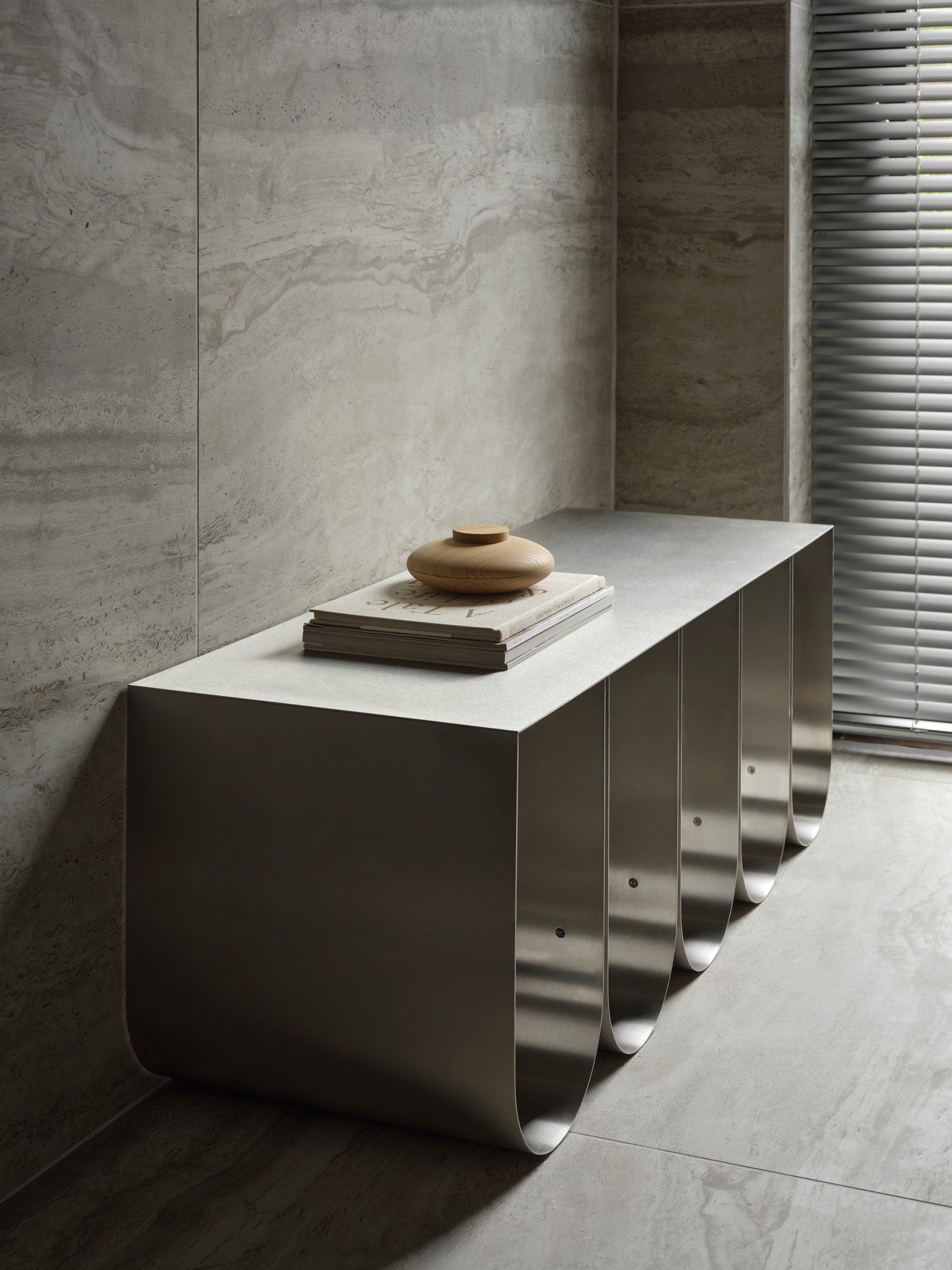 Kristina Dam Studio Curved Bench, Stainless Steel