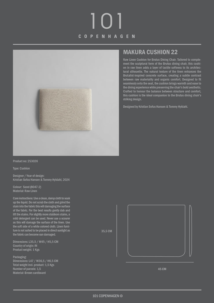 101 Copenhagen - Makura Cushion 22 - Sand (8047-2) - Cushion
