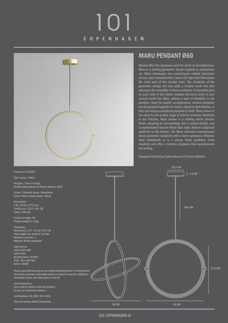 101 Copenhagen - Maru Pendant, Ø60 - Brass - Pendant Lamp