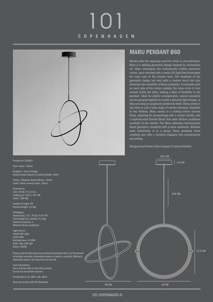 101 Copenhagen - Maru Pendant, Ø60 - Burned Black - Pendant Lamp