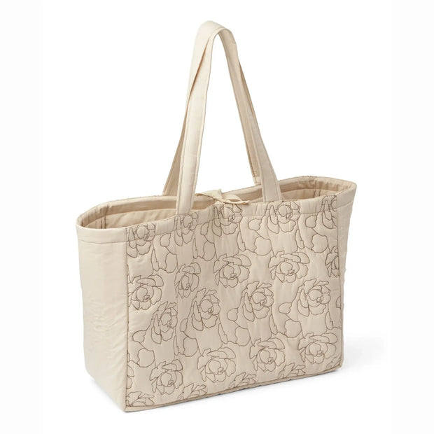 Humdakin Maxi Tote Bag - Light Stone, Peony Quilt