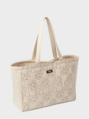 Humdakin Maxi Tote Bag - Light Stone, Peony Quilt