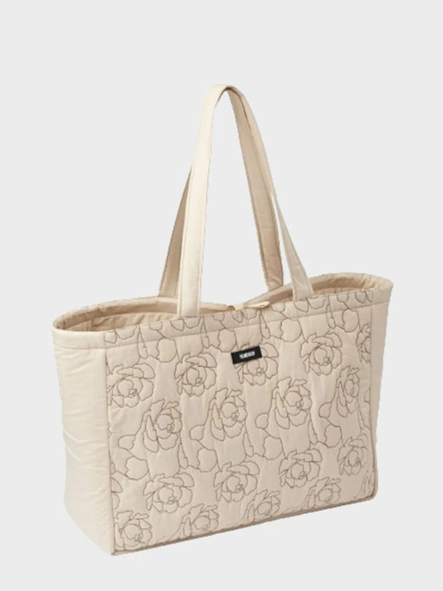 Humdakin Maxi Tote Bag - Light Stone, Peony Quilt