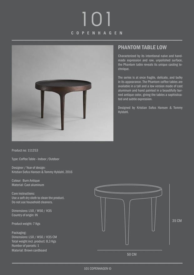 101 Copenhagen Phantom Table, Low - Burn Antique