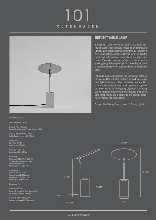 101 Copenhagen Reflect Table Lamp - Chrome (UL/NA)