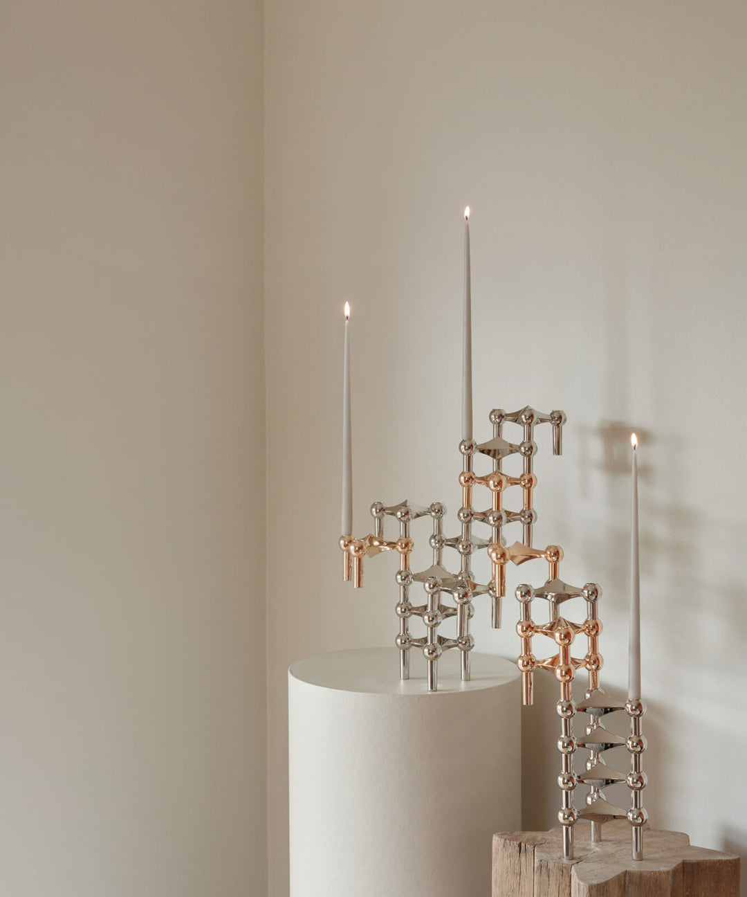 STOFF Nagel　ギフトセット STOFF Nagel Candle Holder, Rose Gold, Set of 3 – NORMODE