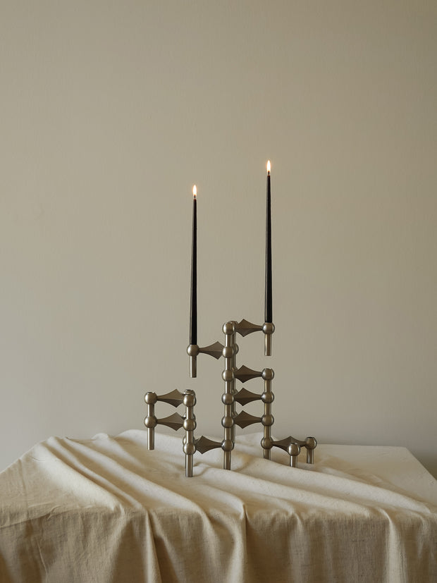 STOFF Nagel Candle Holder, Brushed Chrome