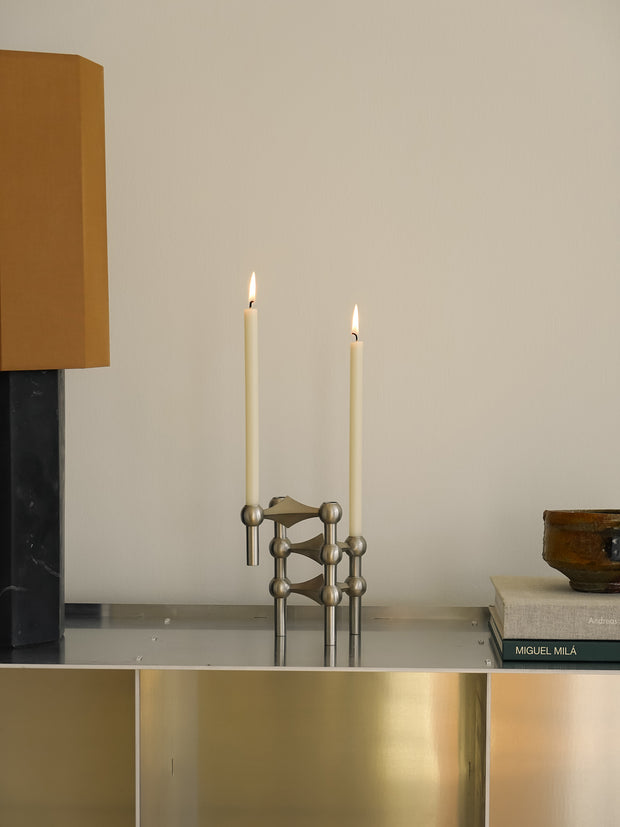 STOFF Nagel Candle Holder, Brushed Chrome