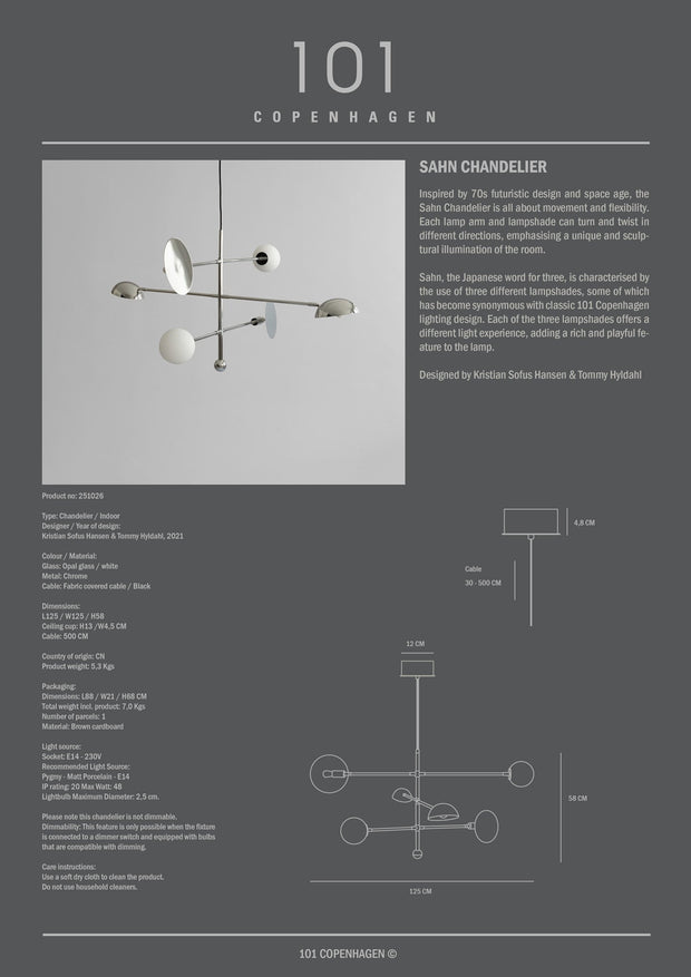 101 Copenhagen Sahn Chandelier - Chrome 5m, (UL/NA)