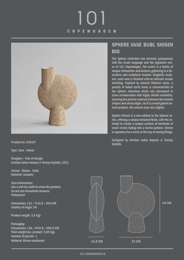101 Copenhagen Sphere Vase Bubl Shisen, Big - Sand