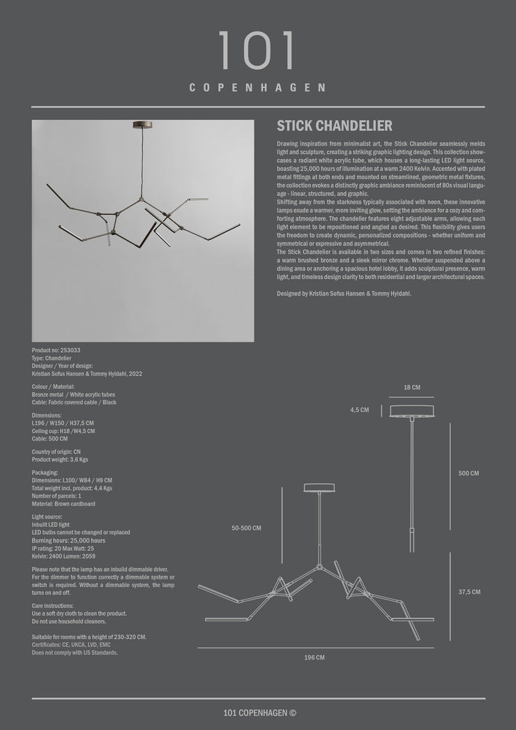 101 Copenhagen - Stick Chandelier - Bronze - Chandelier