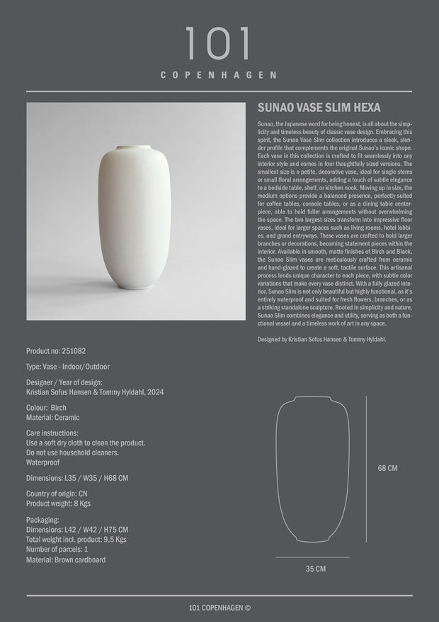 101 Copenhagen Sunao Vase Slim, Hexa - Birch