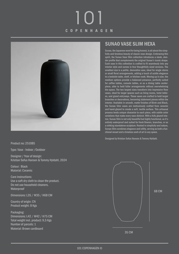 101 Copenhagen Sunao Vase Slim, Hexa - Black