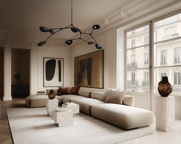 101 Copenhagen Temple Coffee Table, Low - Chrome / Limestone