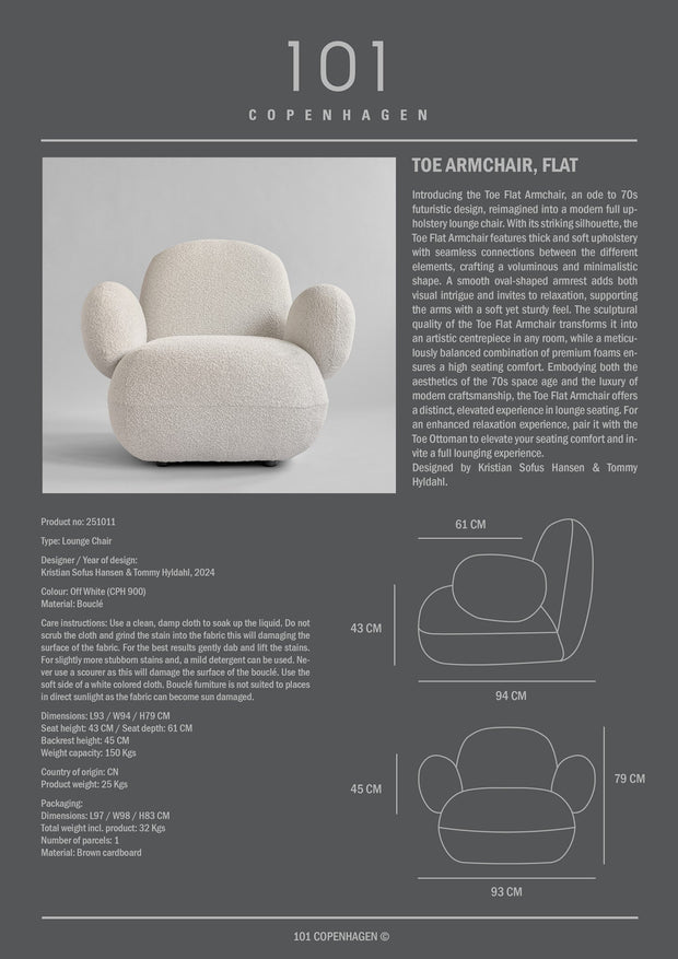 101 Copenhagen Toe Armchair, Flat - Off White (CPH 900)