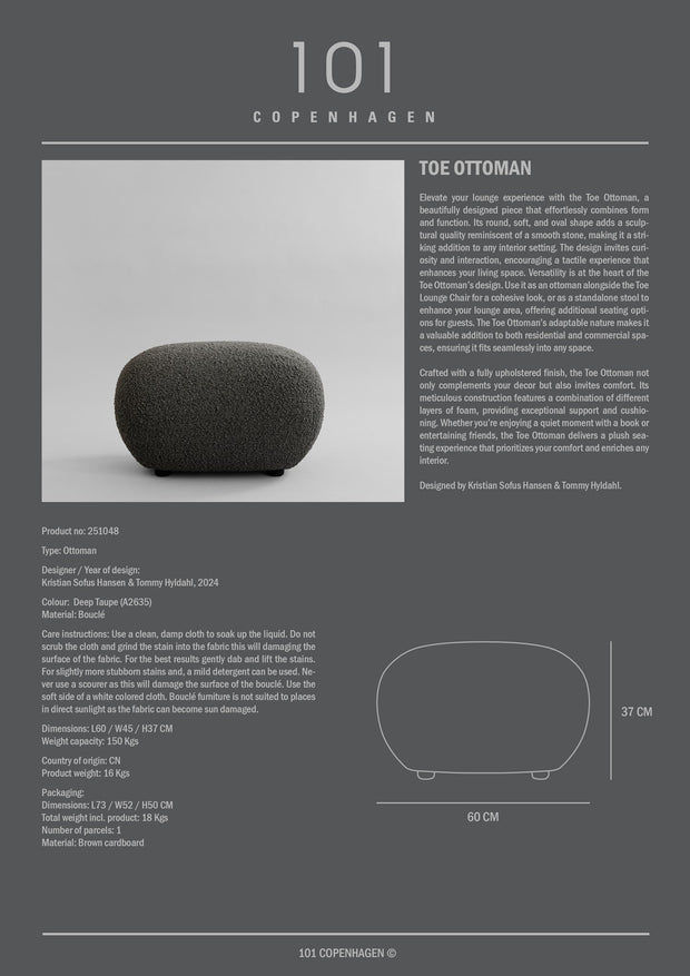 101 Copenhagen Toe Ottoman - Deep Taupe (A2635)
