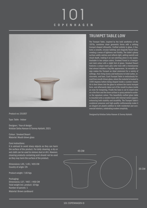 101 Copenhagen Trumpet Table, Low - Smoked Desert