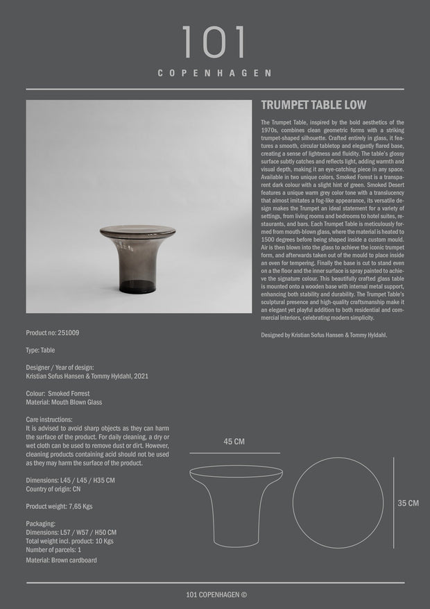 101 Copenhagen Trumpet Table, Low - Smoked Forest