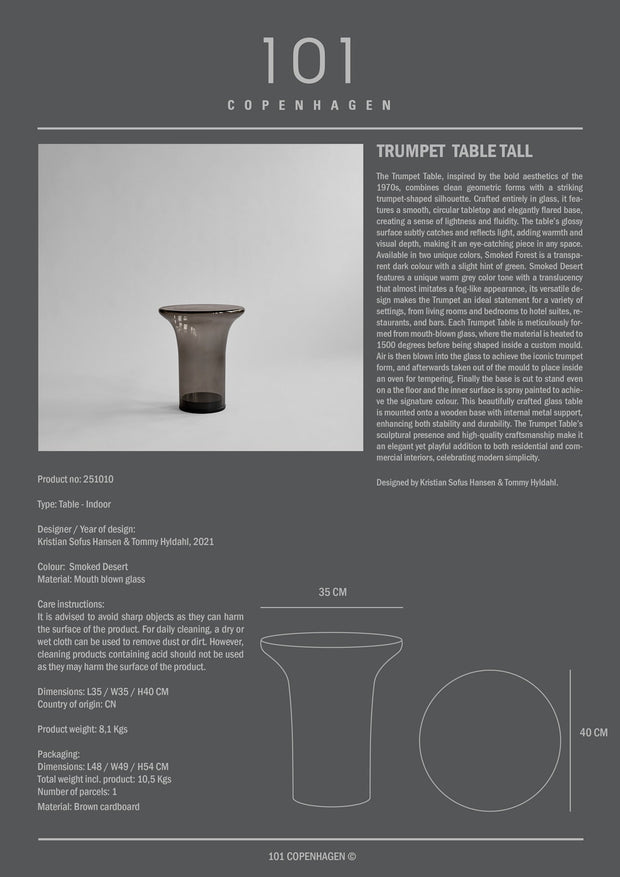 101 Copenhagen Trumpet Table, Tall - Smoked Forest