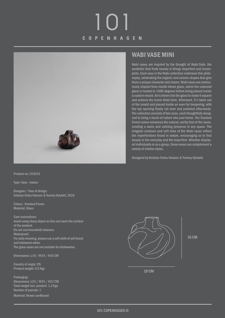 101 Copenhagen Wabi Vase, Mini - Smoked Forest