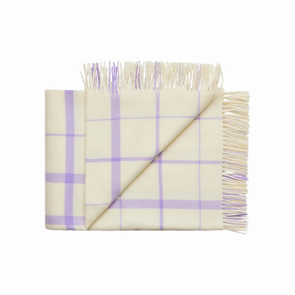 Silkeborg Uldspinderi Warp & Weft Throw - Raw White/Lilac – NORMODE