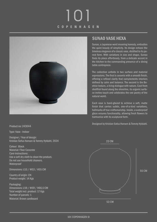 101 Copenhagen Sunao Vase, Hexa - Black