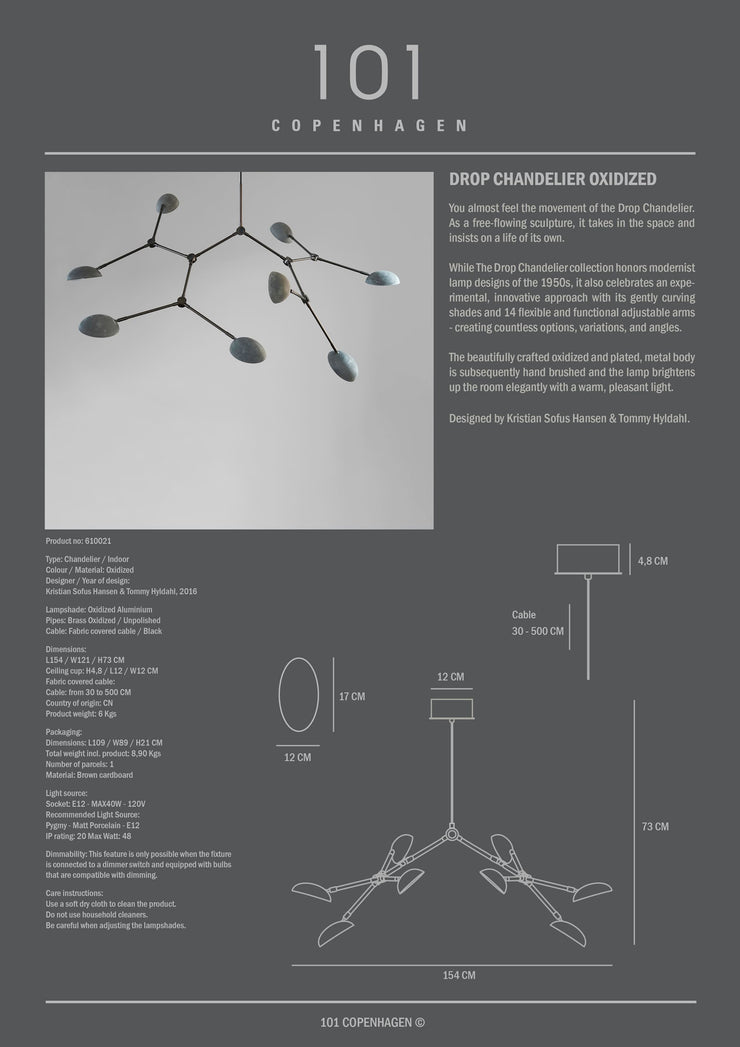 101 Copenhagen Drop Chandelier - Oxidized (UL)