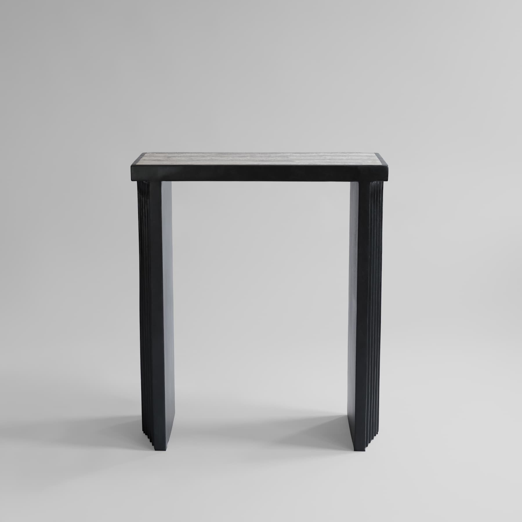 101 Copenhagen Arc Console - Silver Travertine