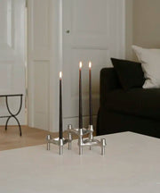STOFF Nagel BMF Candle Holder, Brushed Chrome, Set of 3