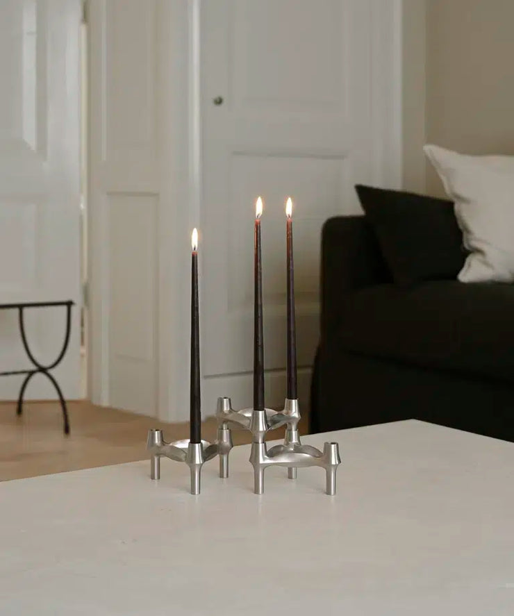 STOFF Nagel BMF Candle Holder, Brushed Chrome, Set of 3