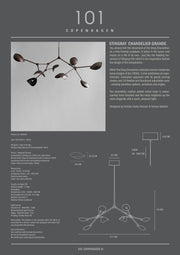 Stingray chandelier grandeur by 101 Copenhagen with product details on a gray background