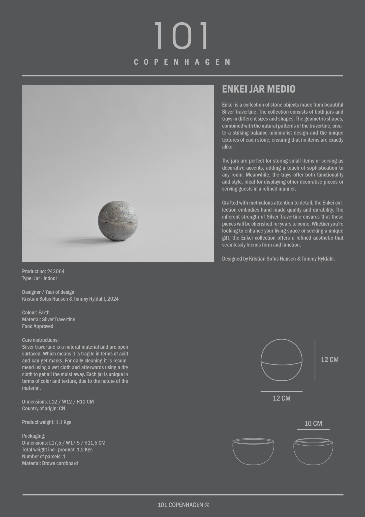 101 Copenhagen - Enkei Jar, Medio - Earth - Decorative Jars