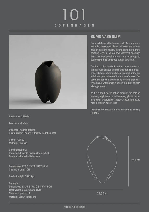 101 Copenhagen Sumo Vase, Slim - Coffee