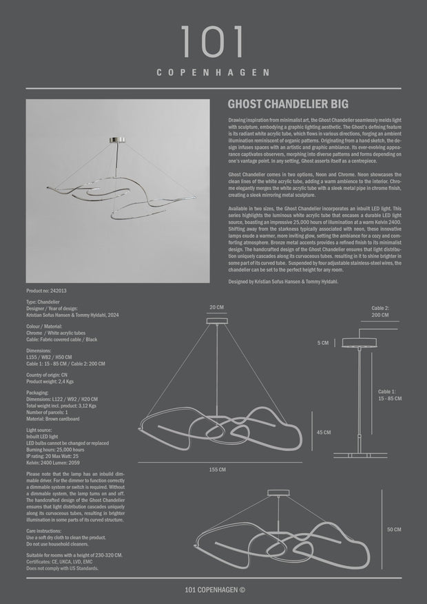 101 Copenhagen Ghost Chandelier, Big - Chrome (UL N/A)