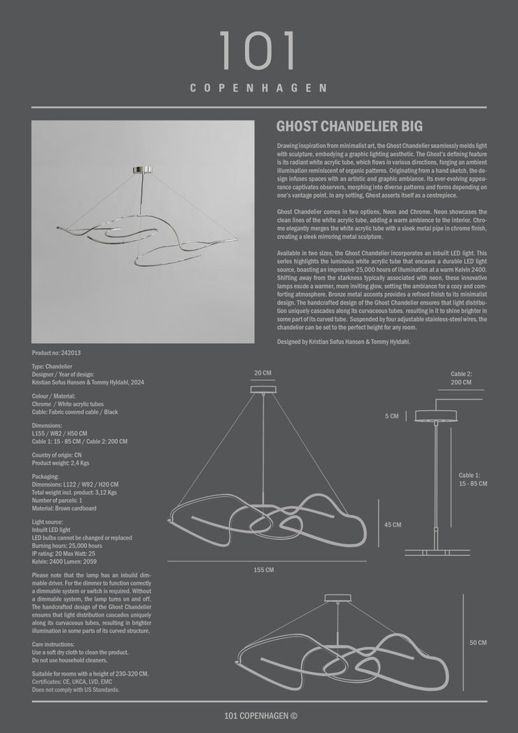101 Copenhagen Ghost Chandelier, Big - Chrome (UL N/A)