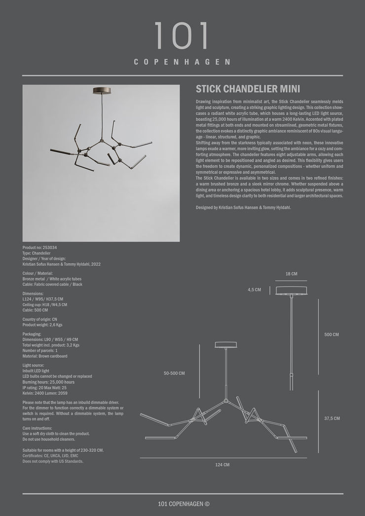 101 Copenhagen Stick Chandelier Mini - Bronze (UL N/A)