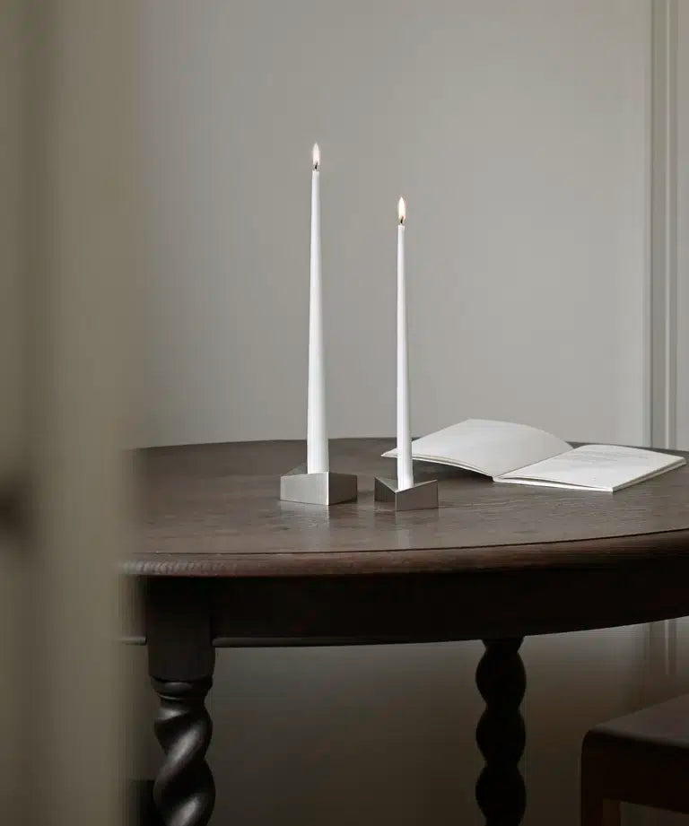 STOFF Nagel Reflect Candle Holder, Large, Brushed Chrome