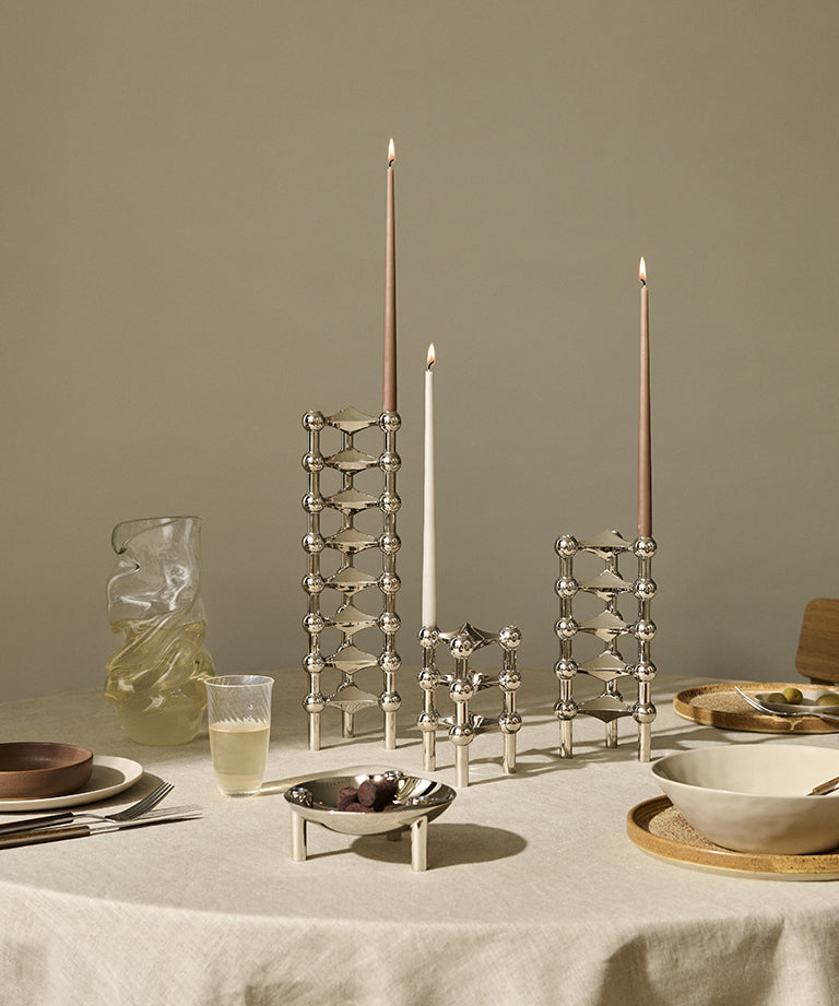 STOFF Nagel Taper Candle by Ester & Erik, Soft Brown, Set of 6