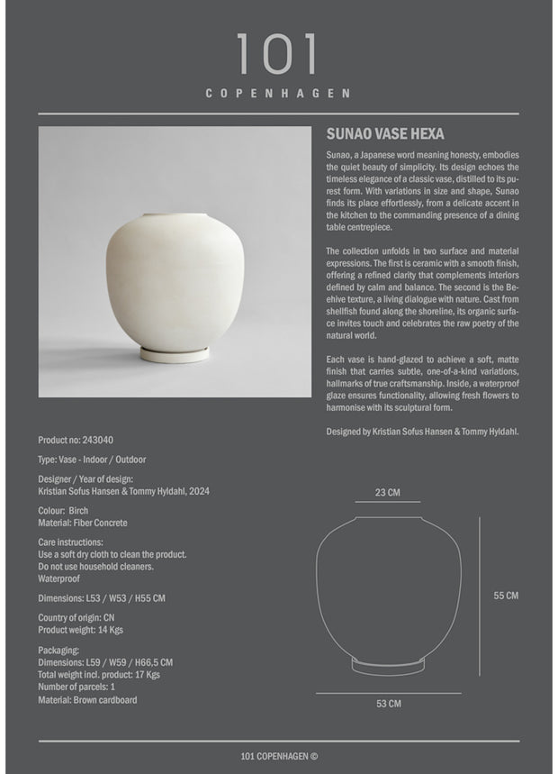 101 Copenhagen Sunao Vase, Big - Birch
