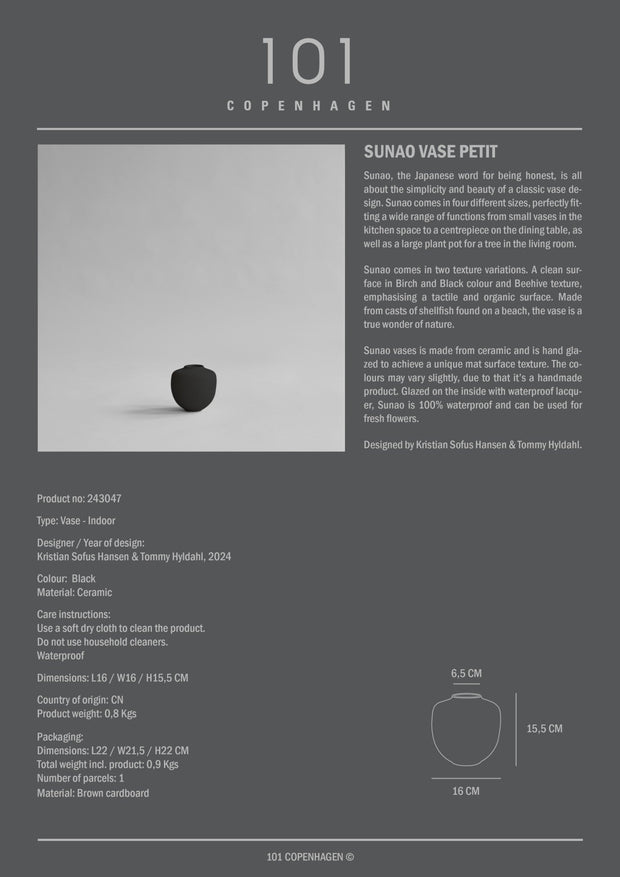 101 Copenhagen Sunao Vase, Petit - Black