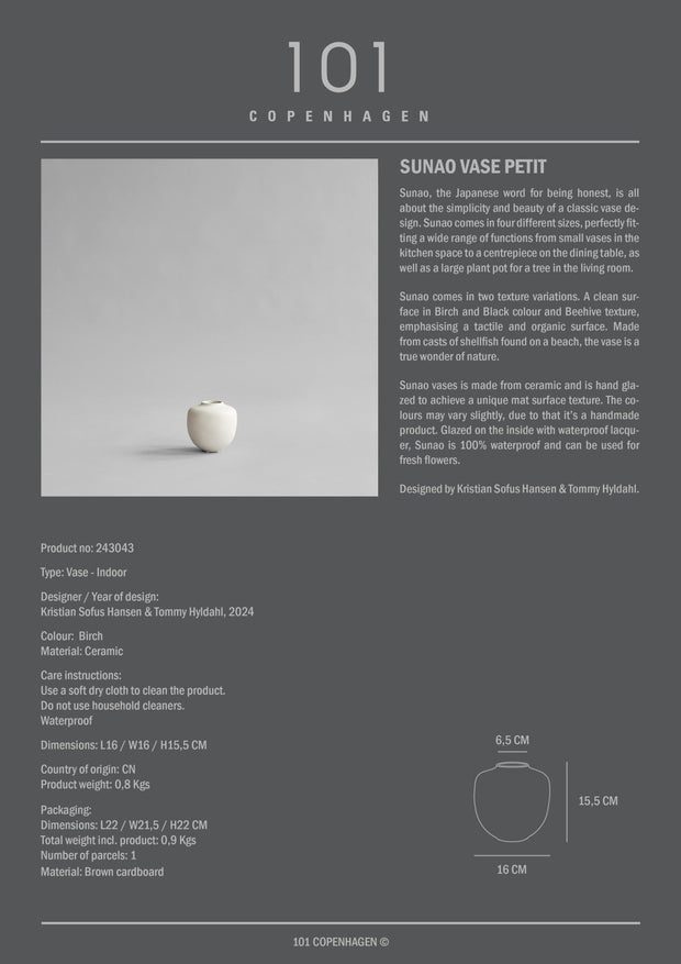 101 Copenhagen Sunao Vase, Petit - Birch