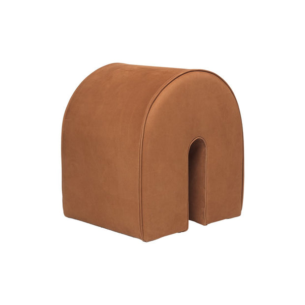 Kristina dam studio curved pouf cognac high quality leather