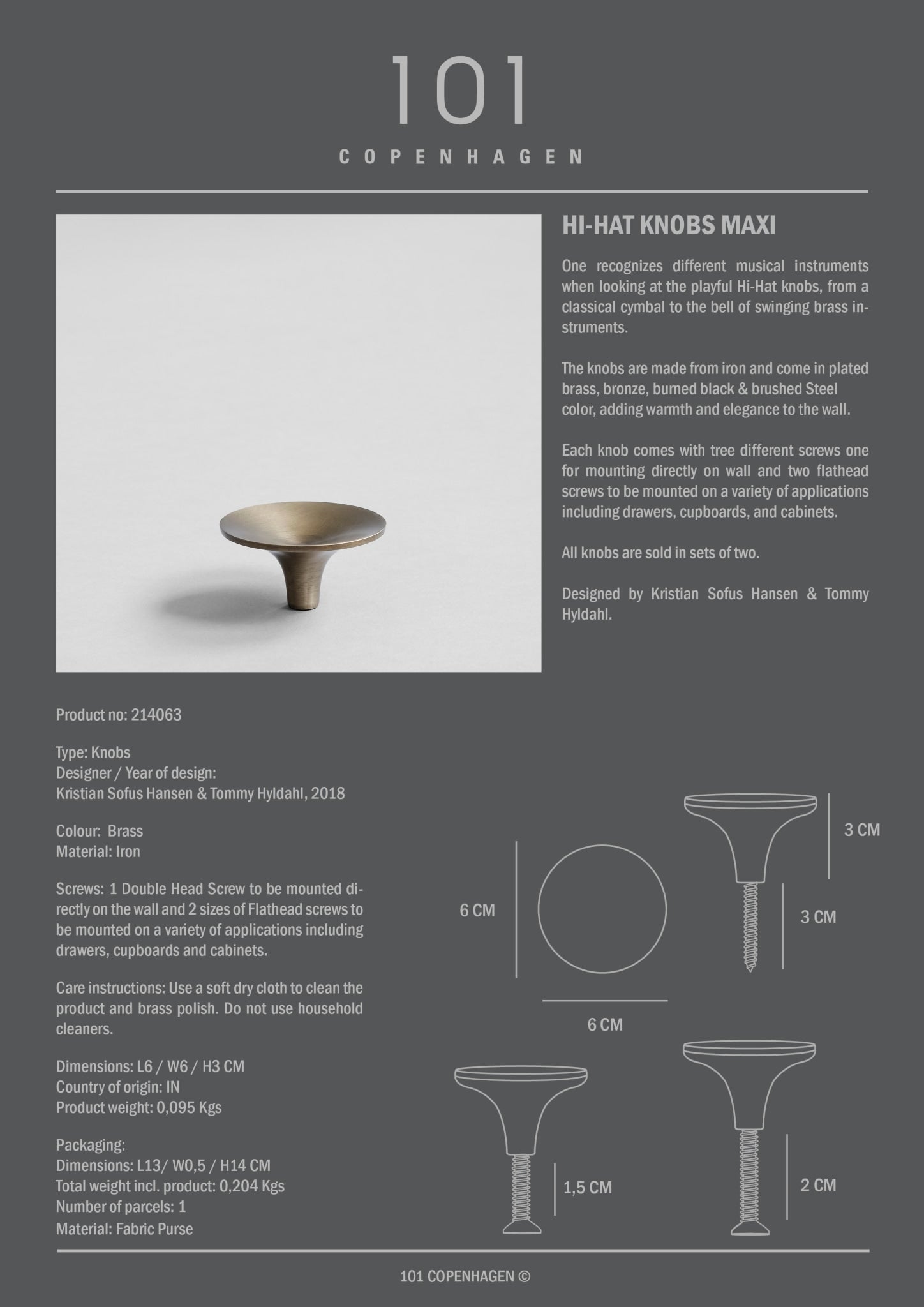HiHat Knobs, Maxi - Brass - 101 CPH