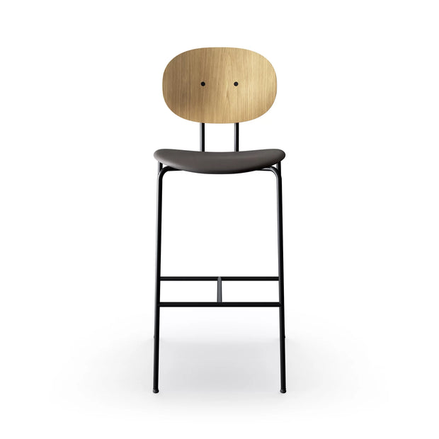 Sibast Piet Hein Bar Chair Black Edition, Leather Without Armrest