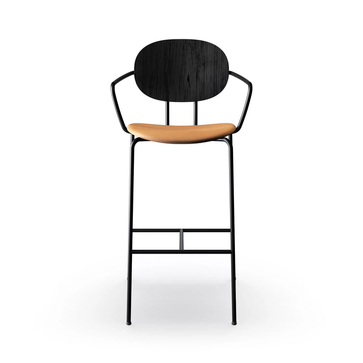 Sibast Piet Hein Bar Chair Black Edition, Leather With Armrest